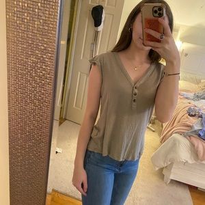 H&M olive green linen top